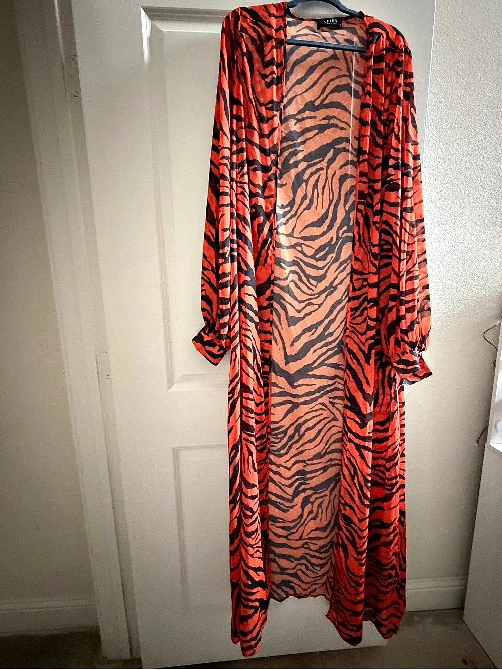 Akira Zebra Print Maxi Kimono Size Medium Like New